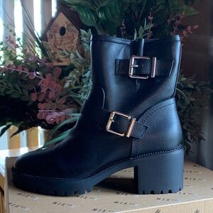 Mix No. 6 Black Ankle Boots with Buckle Accents